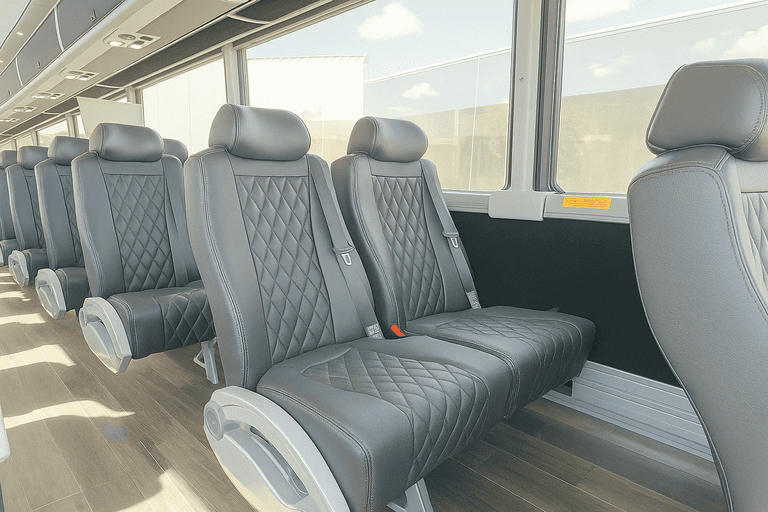 interior of Newark Coach Bus Service charter bus