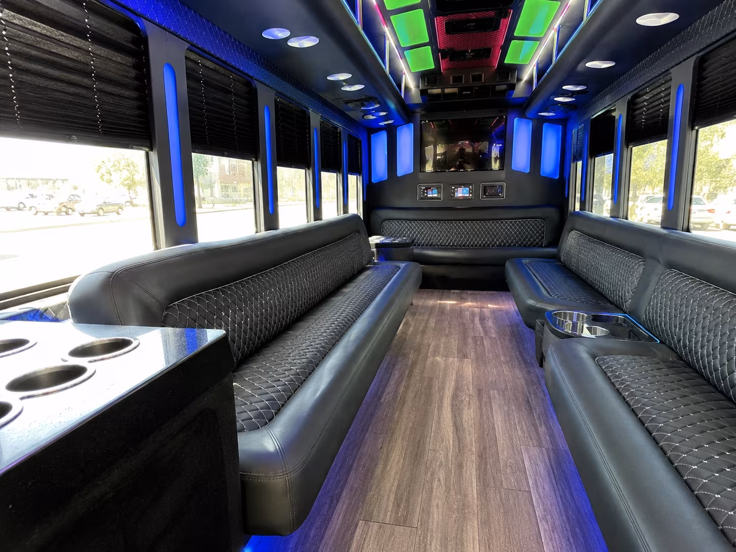 newark 15 passenger party bus inside