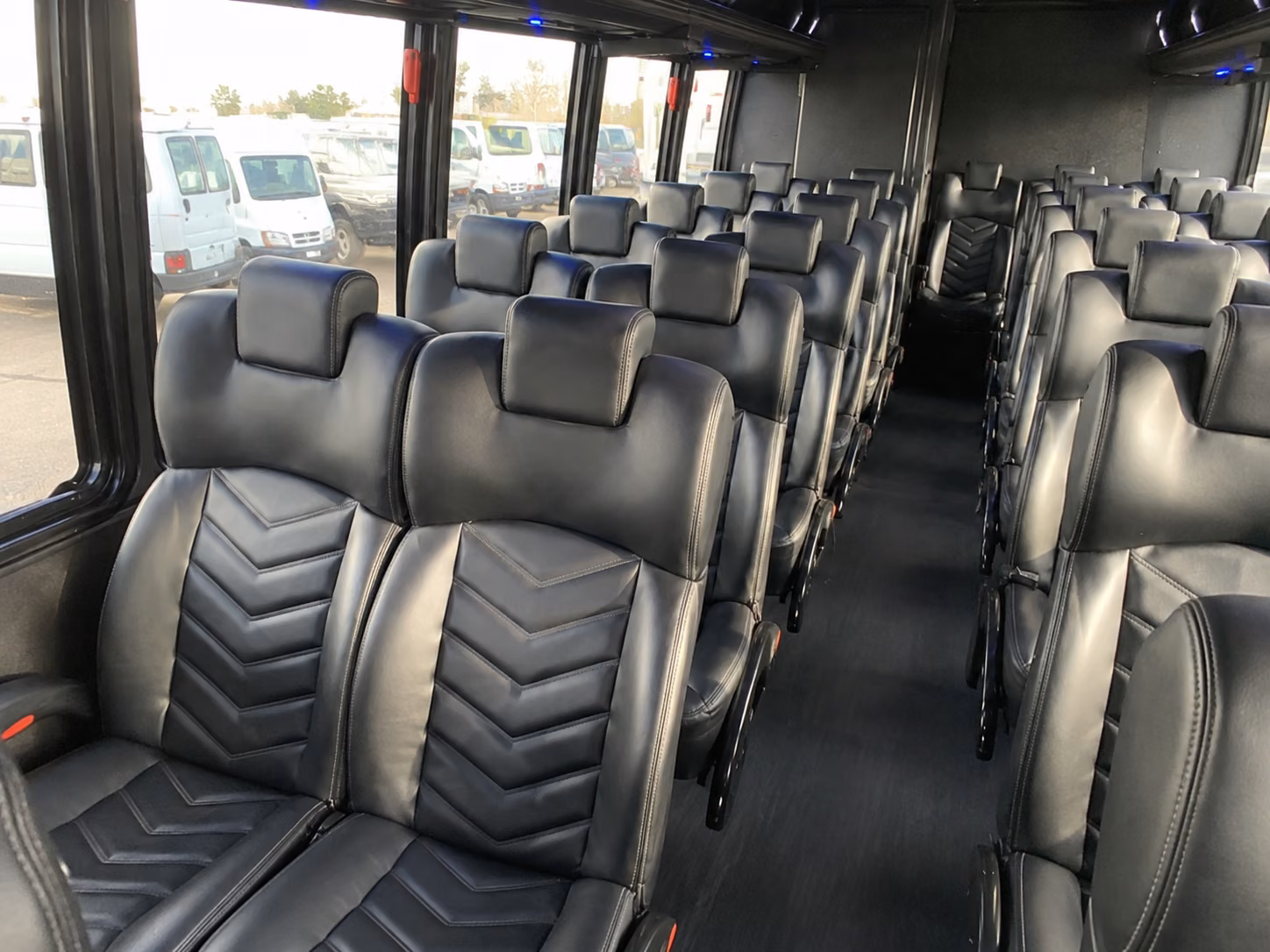 newark 18 passenger minibus inside