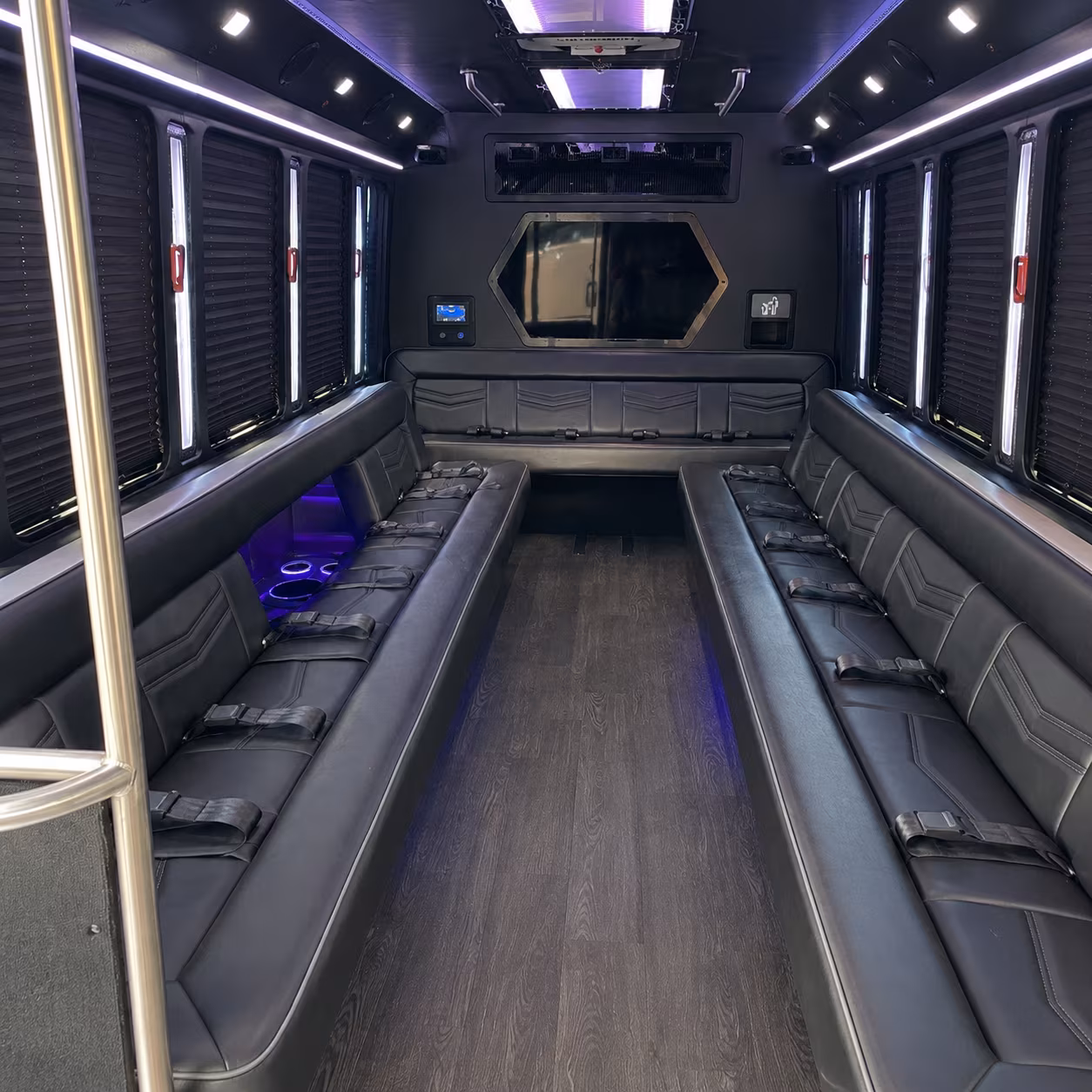 newark 18 passenger party bus interior