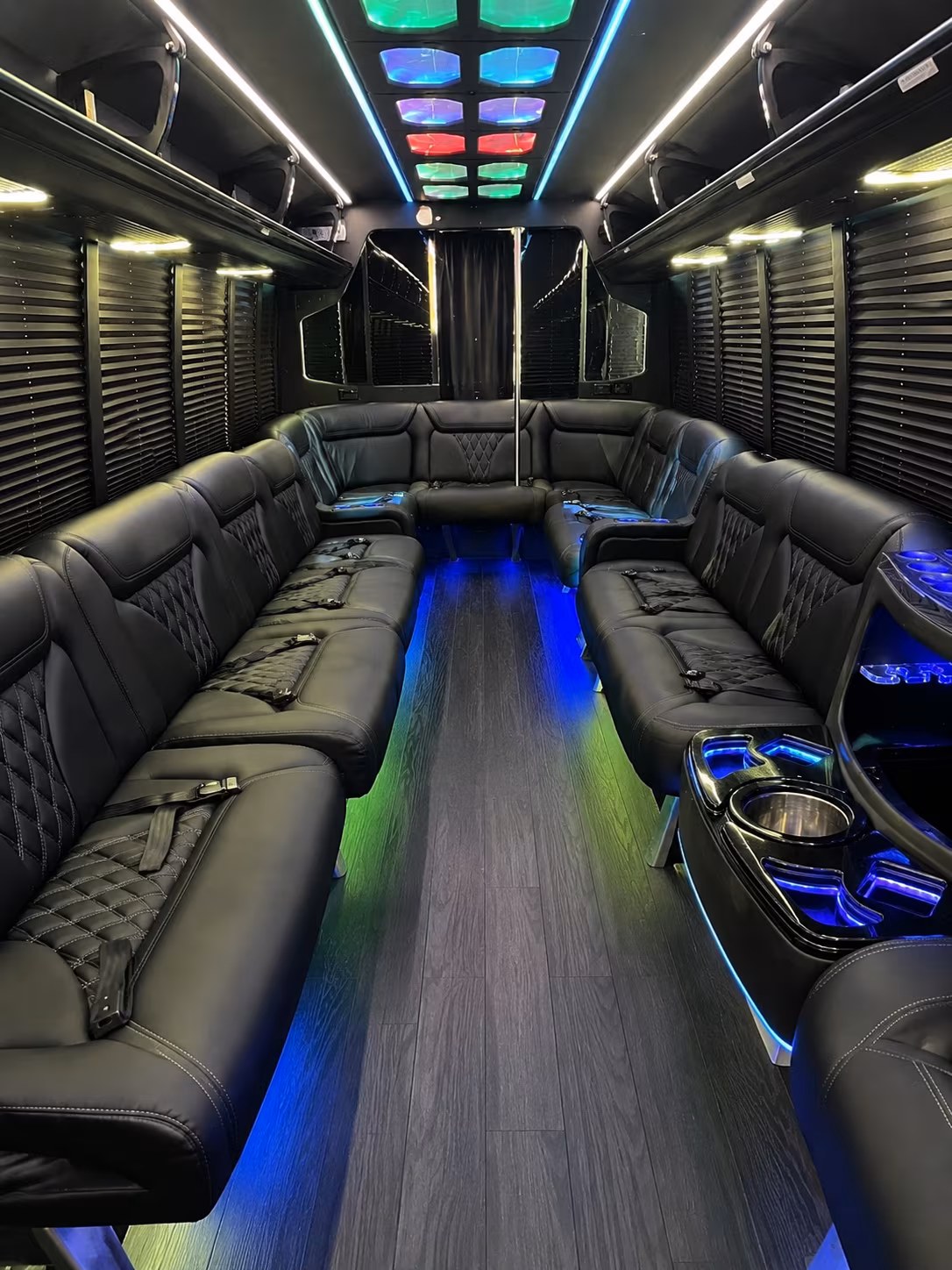 newark 20 passenger party bus interior