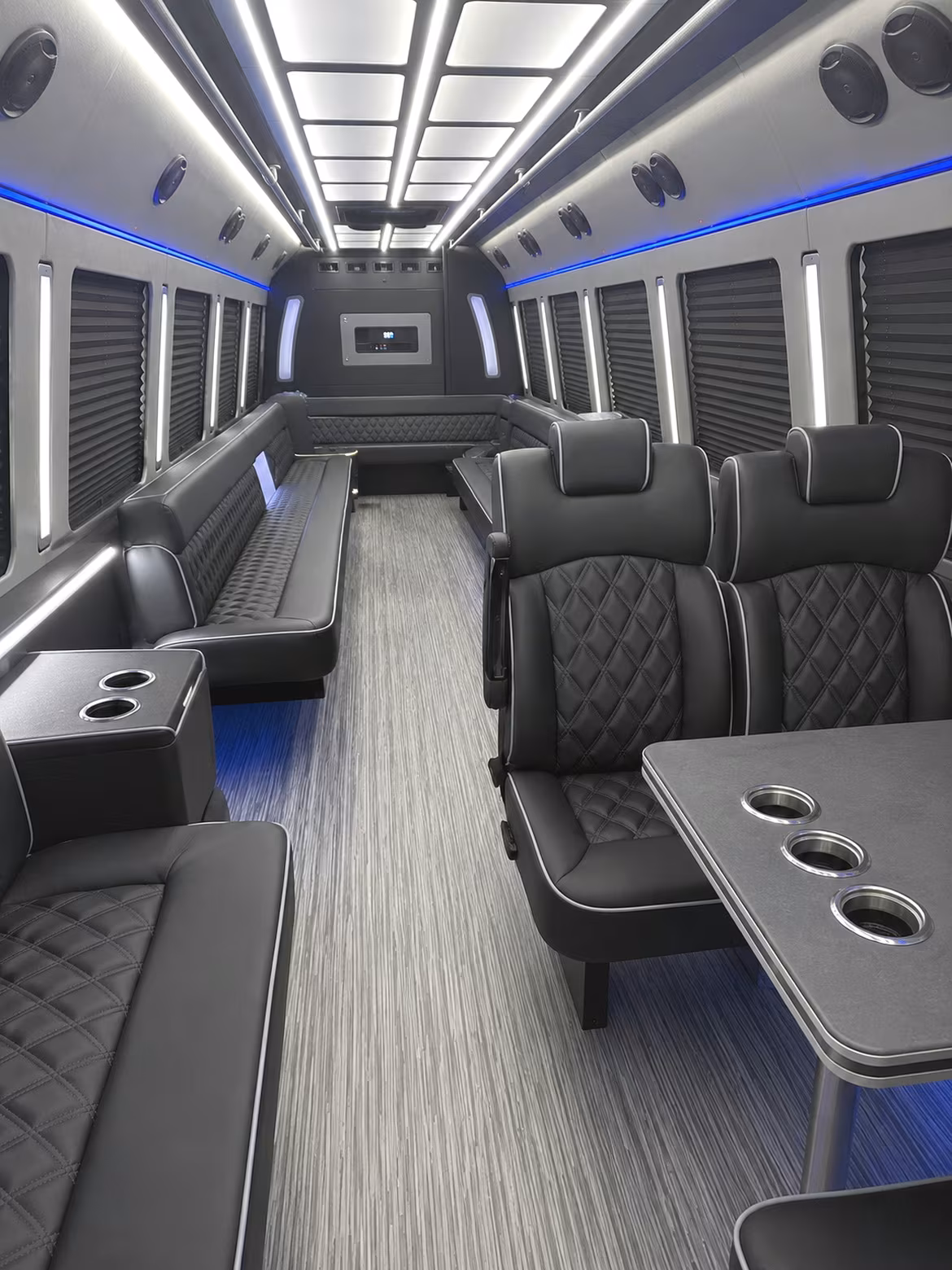 newark 25 passenger party bus inside