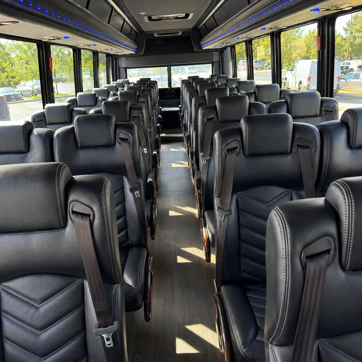 newark 35 passenger minibus inside