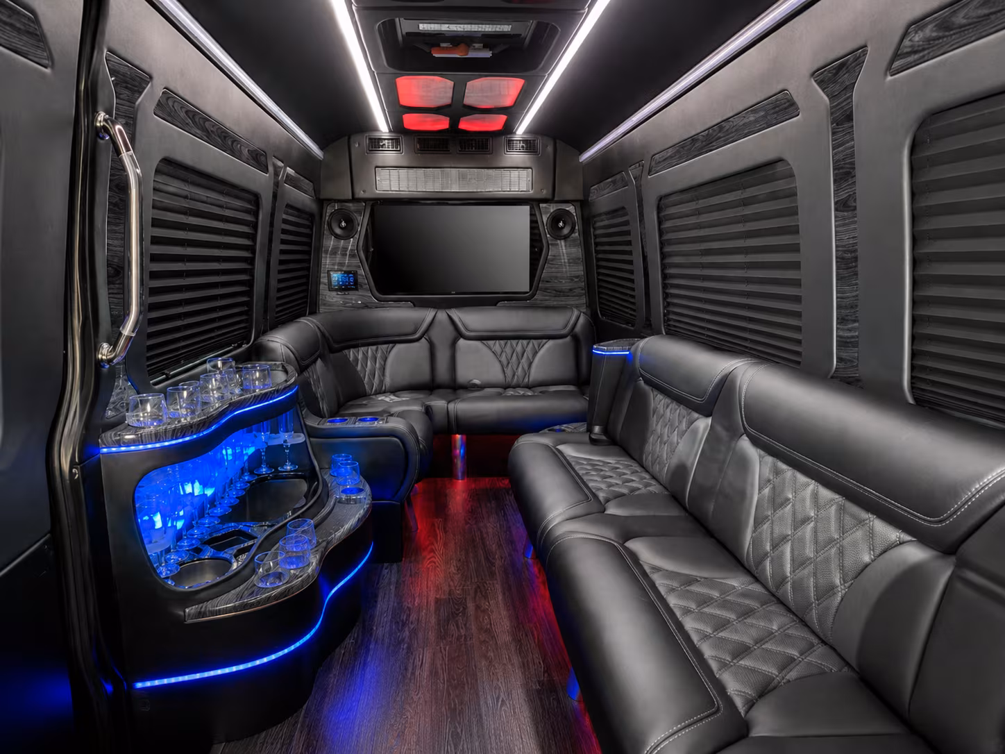 newark 40 passenger party bus inside