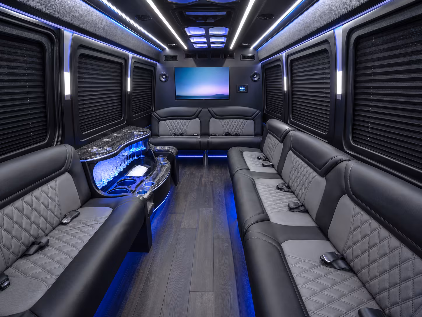 newark 40 passenger party bus interior