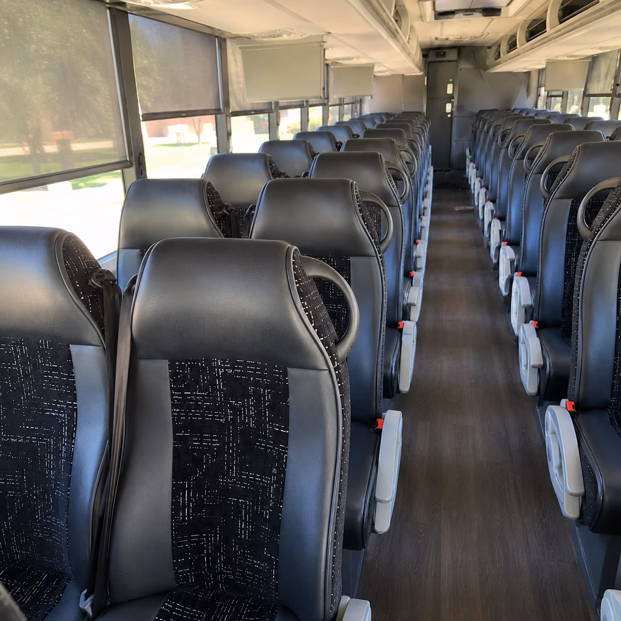 newark 56 passenger charter bus inside